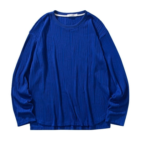 

LBECLEY Men S Big and Tall Mens Fall and Winter Leisure Travel Solid Color Vintage Hoodless Drawstring T Shirt Long Sleeve Top Spandex Scrub Top Blue Xxxl