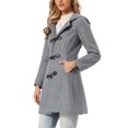 thumbnail image 4 of INSPIRE CHIC Women's Coat Solid Color Toggle Button Fully Lined Hooded Coat L Flower Gray, 4 of 6