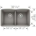 thumbnail image 3 of Blanco DIAMOND Equal Double Bowl SILGRANIT Sink Metallic Gray, 3 of 3