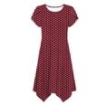 thumbnail image 5 of Tauxra Short Sleeve Polka Dot Dresses for Women Soft Round Neck Asymmetric Hem Summer Casual Beach Dress, 5 of 6