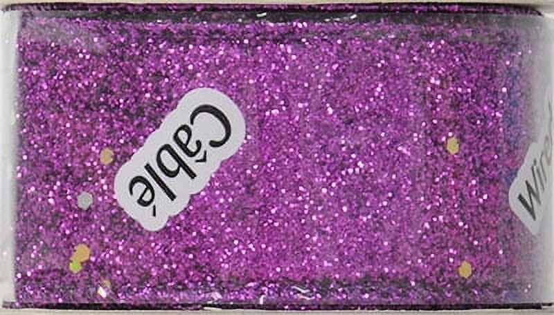 Offray Ribbon, Grape Purple 1 1/2 inch Wired Edge Metallic Ribbon, 9 feet