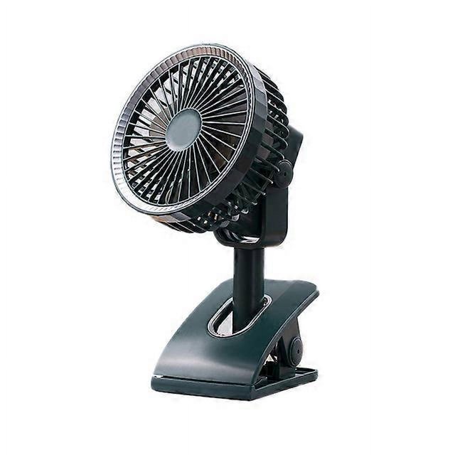 Ventilador de clip recargable por USB, ventilador portátil para cochecito, 3 velocidades, rotación ajustable de 360 grados, ventilador eléctrico de refrigeración para escritorio de casa, verde
