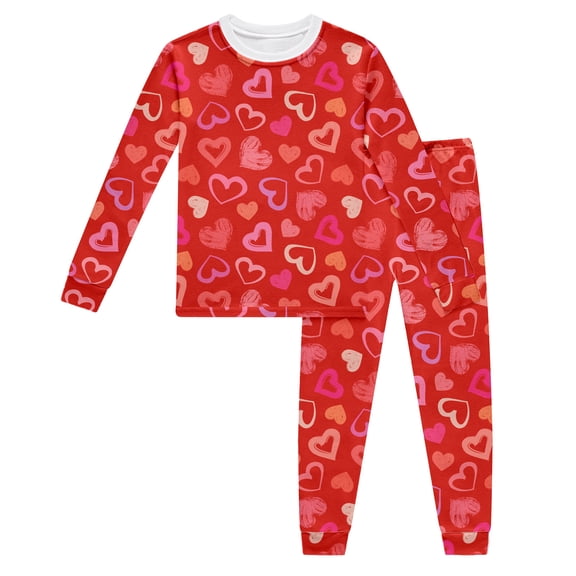Angala Valentine's Day Toddler Boys Girls Long Sleeve Cartoon Prints Tops T Shirt Pants Outfits Cozy Stylish Children Outfit Set 2-3 Years