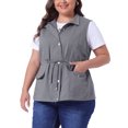 thumbnail image 2 of DARING DIVA Women's Plus Size Lightweight Sleeveless Anorak Cargo Vest 2X Gray Blue, 2 of 6