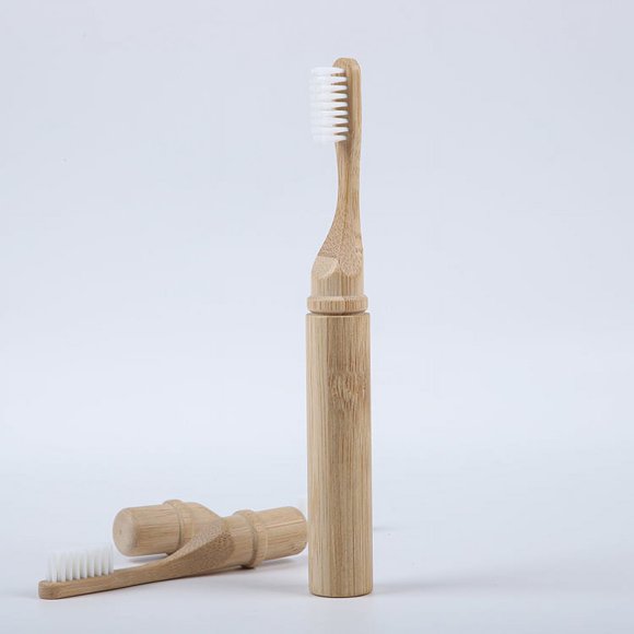 2023 Eco-Friendly Bamboo Travel Toothbrush with Sleeve - Sustainable, Portable Oral Care Essential for Daily Use, Efficient Plaque Removal, Comfortable Grip, Modern Design, White Color - Wen Yang