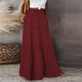 thumbnail image 3 of Women’s High Waist Tiered Maxi Skirt with Drawstring Waistband and Flowy A Line Loose Fit Long Skirt for Everyday Wear Red XL, 3 of 7