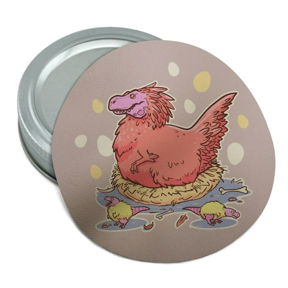Feathered Tyrannosaurus Rex Dinosaur Nesting With Babies Round Rubber Non-Slip Jar Gripper Lid Opener