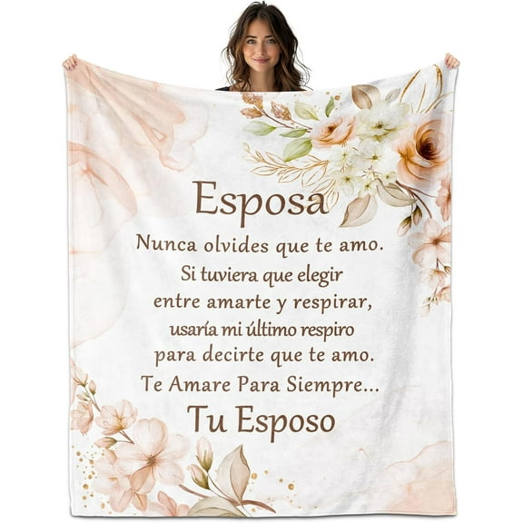 Regalo para Mi Esposa, Gifts for Wife in Spanish, Wife Birthday Gifts Blanket 60x50in, Regalos para Esposa Dia De Las Madres, Regalo De Aniversario para Esposa, Regalo para Esposa San Valentin