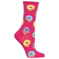 thumbnail image 2 of Hot Sox Womens Donut Crew Socks, Womens Shoe Size 4-10.5, Hot Pink, 2 of 2
