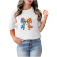 thumbnail image 2 of Fiudx Camisetas para Mujer Blusa Informal de Manga Corta con Estampado de Cuello Redondo para Mujer, 2 of 4