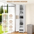 thumbnail image 5 of Tall Narrow Bathroom Storage Cabinet. 67 Inch Farmhouse Organizer with Sliding Barn Doors. Drawer & Adjustable Shelves. Bathroom Storage for Kitchen. Living Room. Hallway, 5 of 7