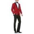 thumbnail image 2 of Ferrecci Men's Reno Red/Black Slim Fit Shawl Collar Lapel 2 Piece Tuxedo Suit Set - Tux Blazer Jacket and Pants (48 Regular), 2 of 8