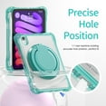 thumbnail image 5 of ELEHOLD Rotating Shockproof Case For iPad Mini 7th(A17 Pro) 2025/ 6th Generation 2022, Full Body Protection Clear Rugged Cover, 360° Rotating Ring Hand Grip Stand, Nylon Shoulder Strap,Lightgreen, 5 of 7