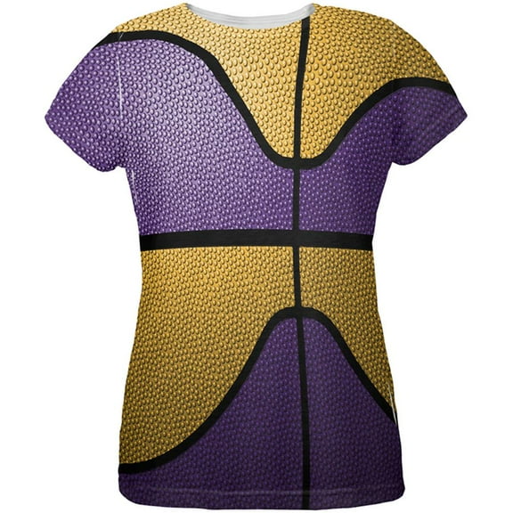 Championship Basketball Purple and Gold All Over Womens T Shirt Multi LG