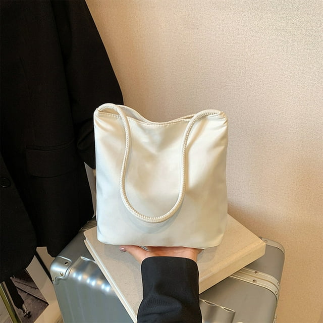 EGNMCR Handbag Hand Polyester Material Handbag Simply Striped Handbag Shoulder Bag Shopping polyester handbag