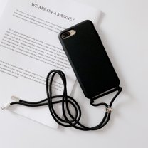 Feishell Crossbody Lanyard Case for iPhone 8 Plus/7 Plus,Adjustable Strap Shockproof Drop Protection Soft Flexible Silicone Cover Shockproof Protective Phone Case Cover for Women Men,Black