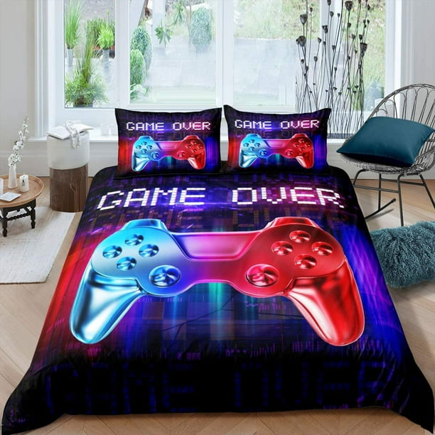 1€06 sur Parure de lit Gamepad pour garçon et adolescent-Housse de couette  140x200 + 1 taie d'oreiller-Gamer Console-Jeu vidéo-Lit pour enfants  fille(bleu) - Achat & prix