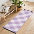 thumbnail image 6 of Lilac-white Plaid Pattern Bedside Runner Rug 2'x 6' Non Slip Carpet Floor Mat Area Rug, 6 of 8