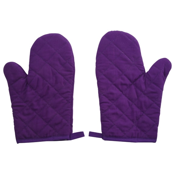 Qilidiba 1 Pair Kitchen Craft Heat Resistant Cotton Oven Glove Pot Holder Baking Cooking Mitts Purple