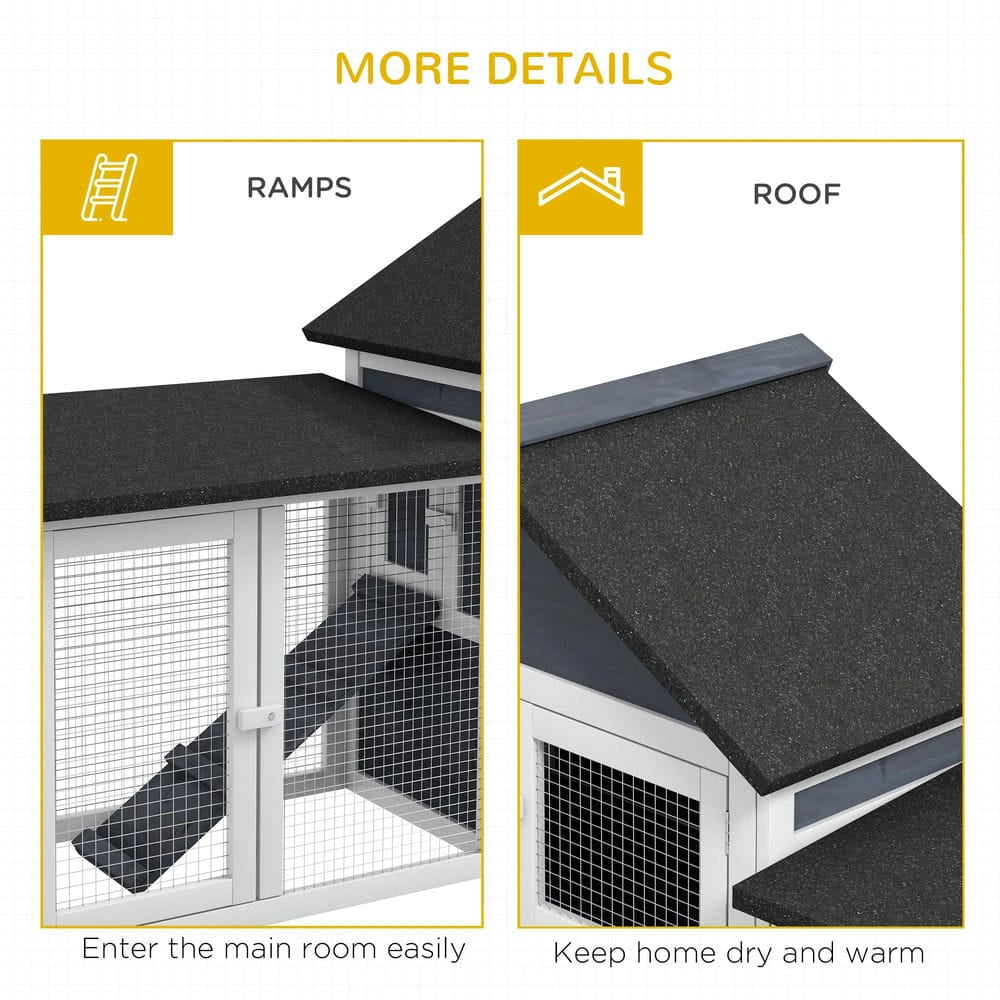 Topcobe Rabbit Cage Outdoor, Rabbit House 83" 2 Story Deluxe XL Wooden Rabbit Hutch Big Bunny Cage w/ Ladder and Run, Outdoor Wooden Pet Shelter