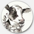thumbnail image 1 of Designart 'Cow Portrait Country Life' Farmhouse Metal Circle Wall Art, 1 of 3