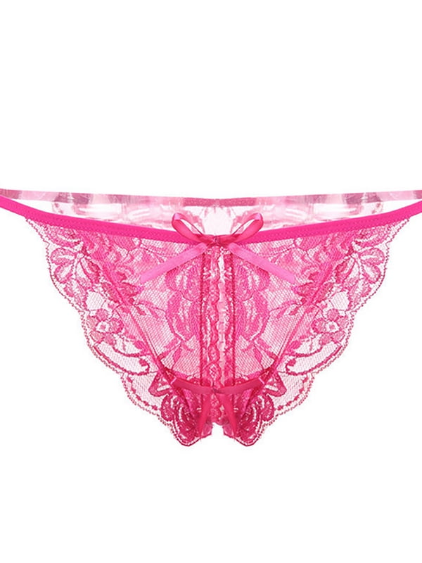 Vitmona Womens Underwear Bow Lace Solid Color Sexy Lingerie Thong