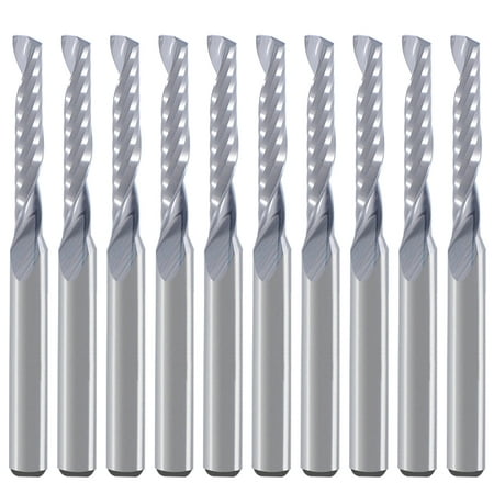 

1/8 inch Shank Single Flute (O Flute) Up Cut Spiral Router Bits End Mill Cutter 0.1 inch Cutting Diameter 43/64 inch Cutting Length 1-1/2 OVL for Acrylic PVC MDF Plastic