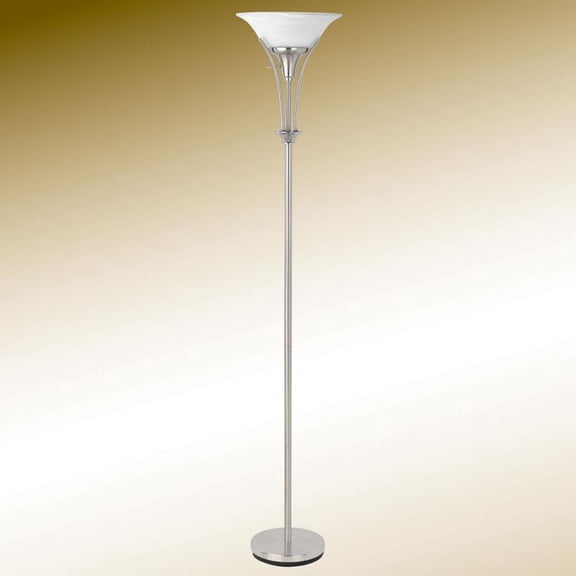Archie 71-inch Frosted Torchiere Floor Lamp Brushed Steel