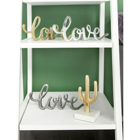 Cosmoliving Set Of 3 Large Metal Love Decorative Signs Table