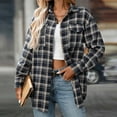 thumbnail image 2 of purcolt Womens Plaid Flannel Shirts Long Sleeve Button Down Shirts Lightwieght Casual Boyfriend Work Shirts Blouse Top with Pockets, 2 of 8