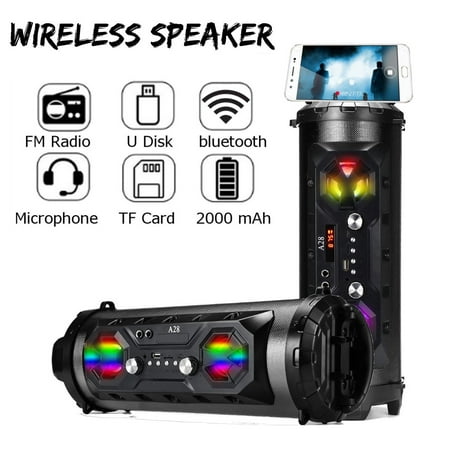 Portable 25W Wireless LED bluetooth Speaker Stereo Loud Bass Subwoofer AUX USB FM
