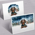 thumbnail image 3 of Hello Winter Dachshund Welcome Snowy Night Watercolor Vintage 7x5in Folded Greeting Card Wiener Dog Lover Gifts Idea Single Note Card with Envelope - 01011, 3 of 5