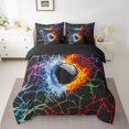 thumbnail image 2 of YST Ice Fire Hockey 7 Piece Bed In A Bag King For Kids Boys Ice Hockey Comforter Set With Sheets Graffiti Tie Dye Sports Bedding Set Teen Men,Abstract Geometric Stripes Hockey Bed Set, 2 of 5