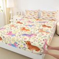 thumbnail image 5 of Manfei Cute Dachshund Queen Sheets, Vibrant Blossom Floral Queen Sheet Sets, Cream, 4pcs, 1 Flat Sheet, 1 Fitted Sheet and 2 Pillowcases, 5 of 6