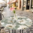 thumbnail image 3 of Watercolor Flowers Elastic Fitted Round Table Cover White Flowers Waterproof Outdoor Tablecloth for Holiday Party, Picnic, Patio & Dining Fits Tables Up to 45"-54", 3 of 8