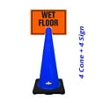 thumbnail image 2 of RK-Safety 28" Blue Cone, Black base without Reflective Tape, Plus Cone Sign 33 "Wet Floor", (Cone-4 ea + Cone Sign-4 ea), 2 of 2