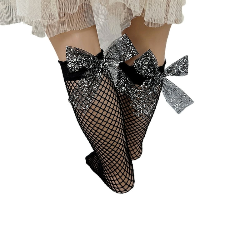 Gureui Toddler Infant Baby Girls Casual Knee Length Socks Sequin Bow Pearl Hollow Fishnet Stockings 1 5 Years