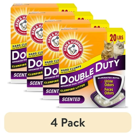 (4 pack) ARM & HAMMER Double Duty Cat Litter Advanced Odor Control Clumping Cat Litter Scented 20 lbs