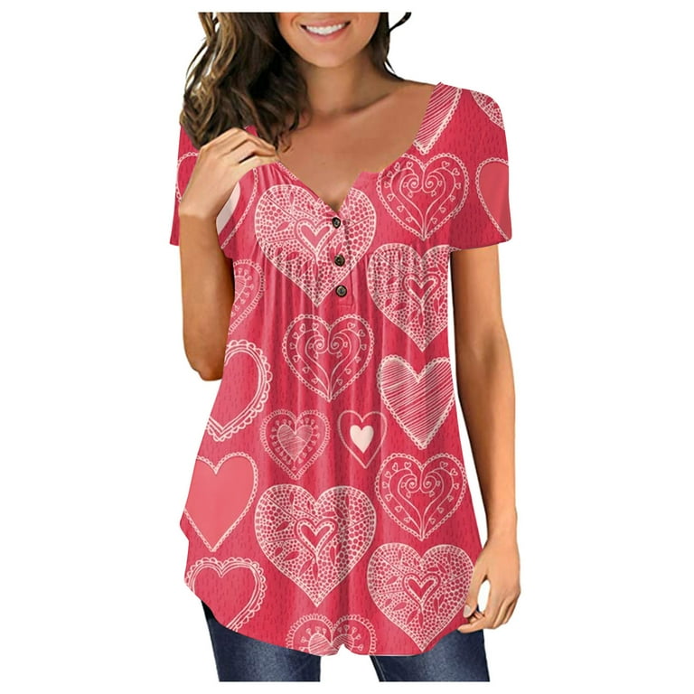 Yyeselk Womens Valentine's Day Short Sleeve Tops for Leggings