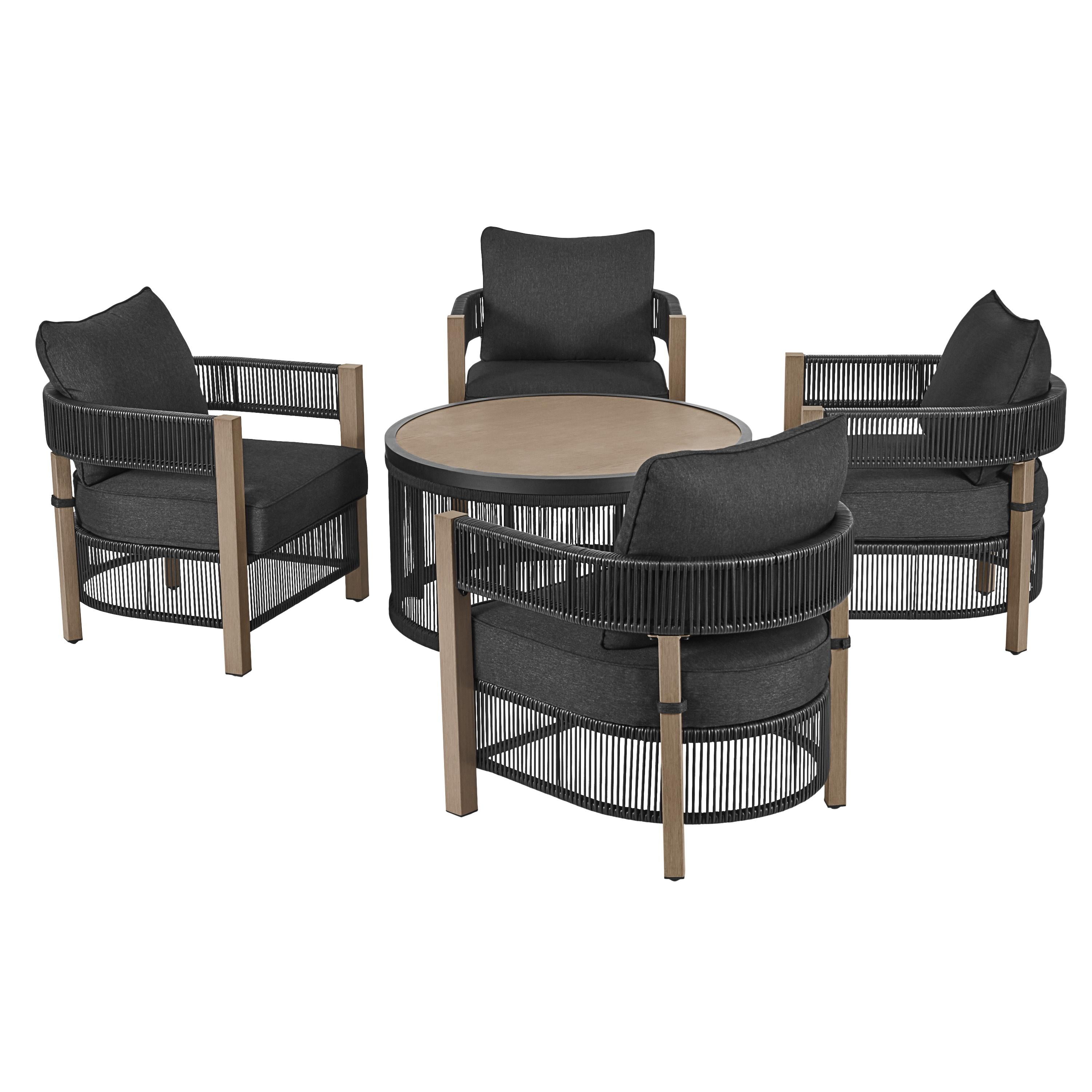 Better Homes & Gardens Tarren 5-Piece Wicker Outdoor Conversation Set, Black