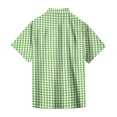 thumbnail image 4 of Men's Regular Fit Short Sleeve Shirts Plaid Printed Polyester Button Down Lapel Lightweight Breathable Classic Tops, Green, 2XL, 4 of 6