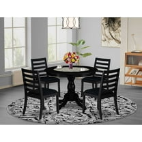 East West Furniture Hartland 5-Piece Kitchen Dining Set in Black Finish