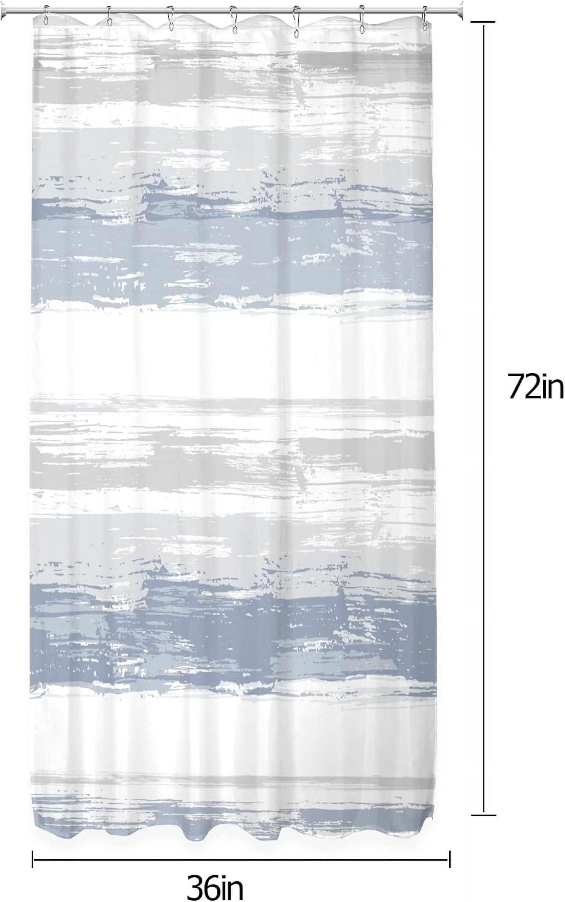 Small Stall Abstract Blue Grey Striped Shower Curtain for Bathroom Decor 36Wx72H Inches Modern Single Half RV Aesthetic Minimalist Geometric Neutral Fabric Waterproof Polyester 7 Pack Hooks