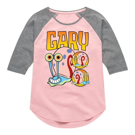 SpongeBob SquarePants - Gary The Snail - Toddler & Youth Girls Raglan Graphic T-Shirt
