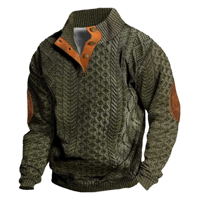2024 Automne Hiver Mode Décontractée pour Hommes Chandail Imprimé Numérique 3D Imitation Tricoté Demi-Fermeture à Glissière Col Rond Sans Capuche