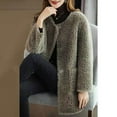 thumbnail image 4 of Olyvenn Faux Fur Coat for Women 2025 Winter Warm Open Front Jacket Cardigan Fashion Button Overcoat Casual Outerwear Gray M, 4 of 7