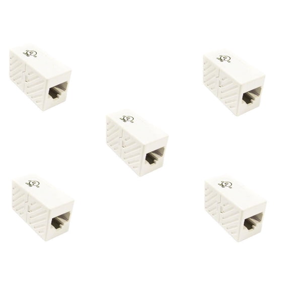 RiteAV 5 Pack Ethernet Cat5e Cable Coupler Extender Joiner Rj45 Female F/F White