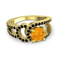 thumbnail image 3 of Diamond-Capitals 2.50 Carat Stylish Round Cut Citrine & Black Onyx Gemstone Bridal Ring for Women Solid 14K Yellow Gold Size 5, 3 of 8