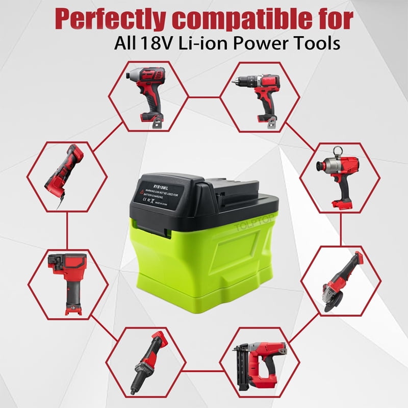 M18 Adapter for Ryobi Battery to Mil*wau*kee 18V M18 Tools, Convert for Ryobi 18V one+ Battery to Fit for Mil*wau*kee M18 18Volt Cordless Power Tools Use