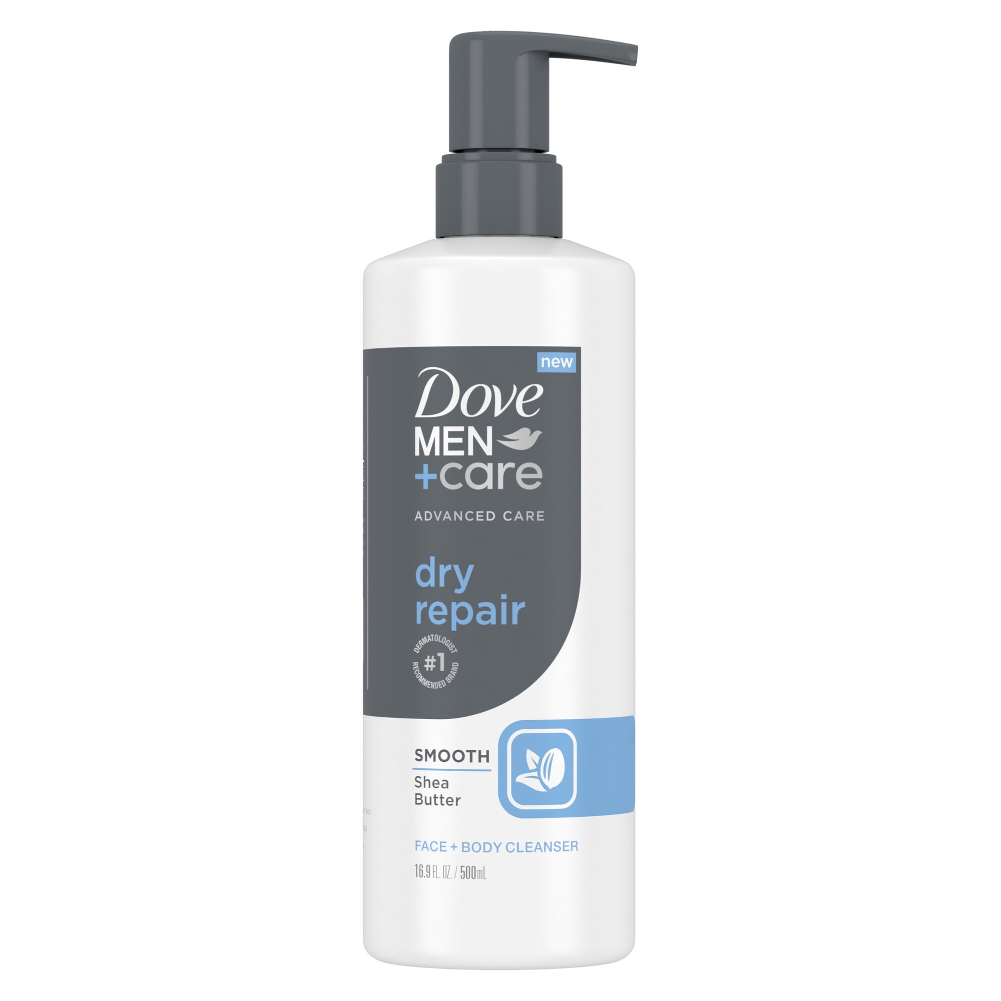Dove Men+Care Advanced Care Repair Men's Face + Body Cleanser Shea Butter Dry Skin, 16.9 oz